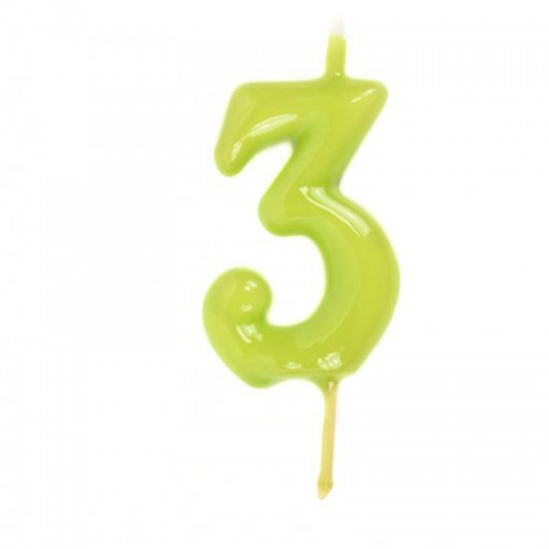Vela Número 3 Verde Lima
